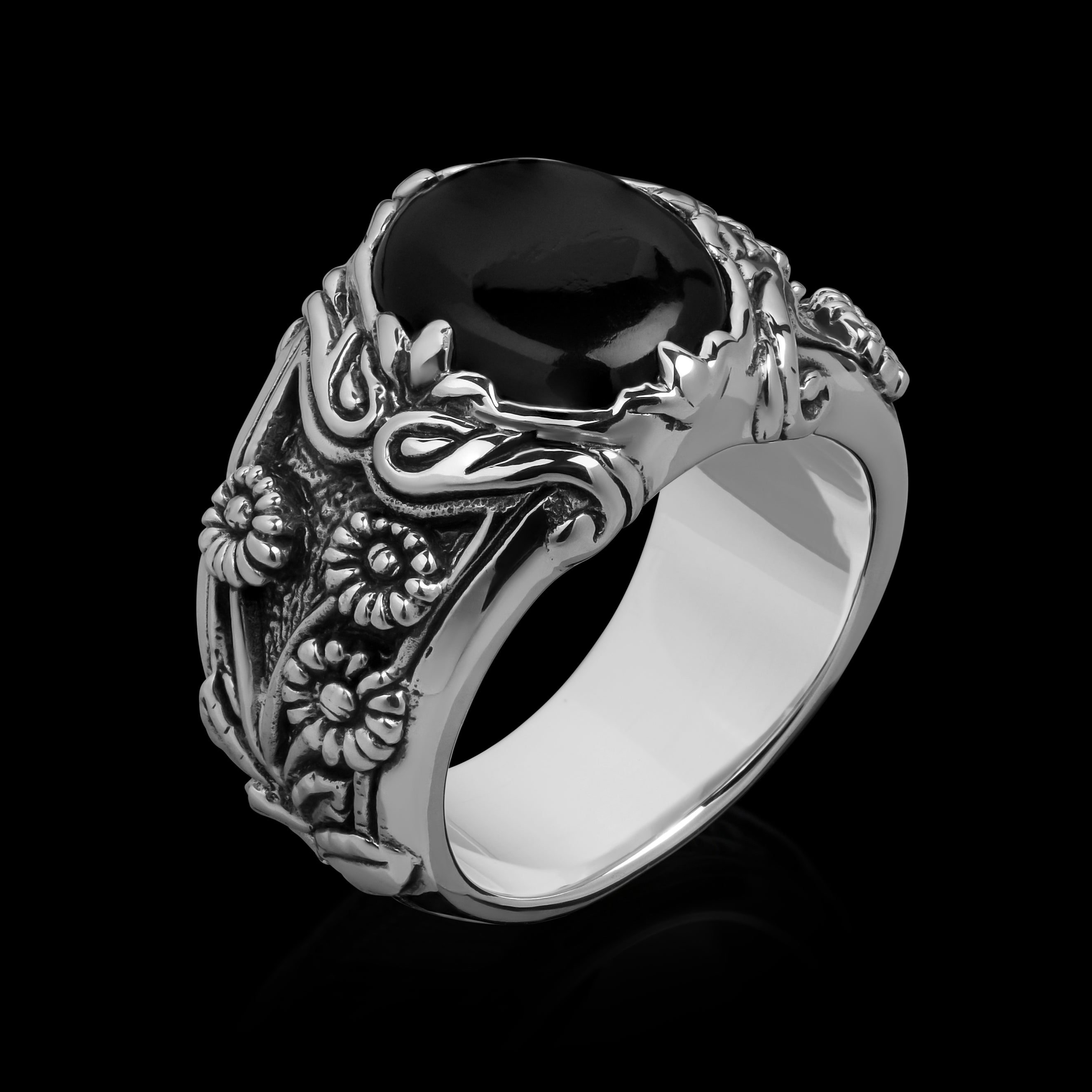 Etah Love   Sterling Silver Jewelry   The In Bloom x Onyx Ring