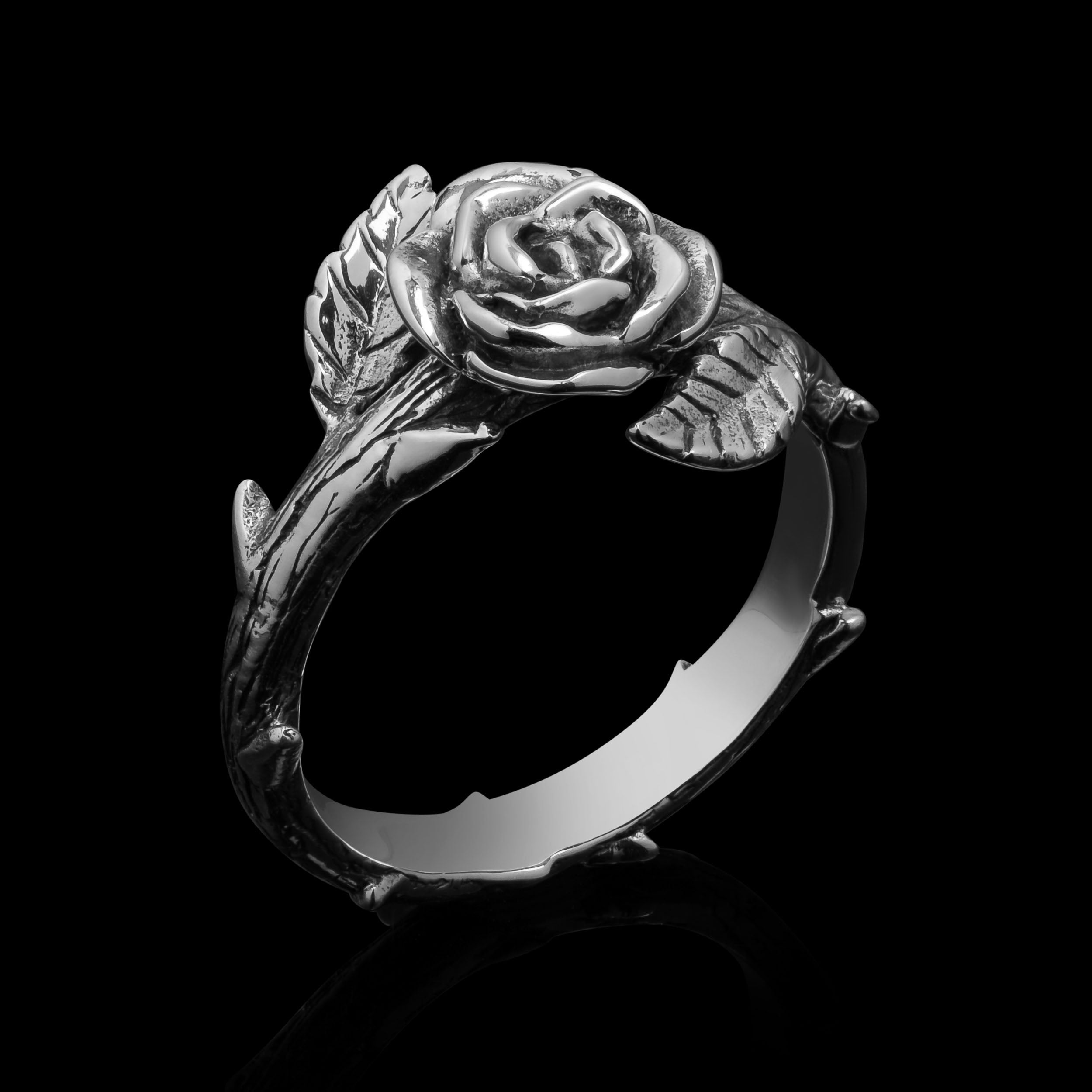 Buy ELLIPSTORE Black Rose Ring With Embedded Cubic Zircon Diamonds, Rings  for Womens | Rings for Girls (6) at Amazon.in